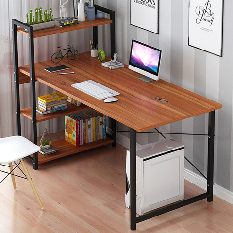 Bureau d'ordinateur, bibliothèque combinée, Table de travail pour bureau à domicile, bureau d'étude, gain de place 120cm x 55cm ► Photo 1/6