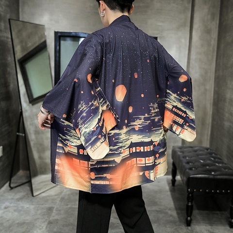 Kimono japonais homme Haori | Yukata asiatique Streetwear, Costume de samouraï, Cardigan Kimono chemise hommes traditionnel japonais Kimonos FF2710 ► Photo 1/6