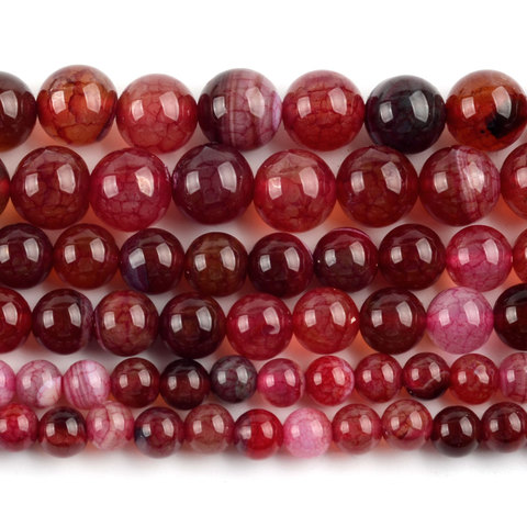 Perles rondes en Tourmaline rouge naturelle, Agates Dragon, pour la fabrication de bijoux, 6/8/10mm, fait à la main ► Photo 1/6