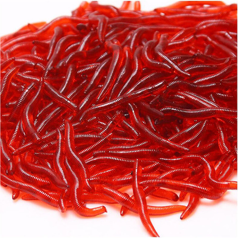 100 pièces/50 pièces Bionic rouge vers de terre Silicone souple Silicone appâts vers carpe pêche leurre ensemble artificiel poisson attirail appâts ► Photo 1/6