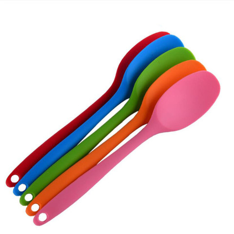 Gâteau beurre spatule Silicone cuillère cuillère à mélanger ustensiles de cuisine à Long manche vaisselle cuisine soupe cuillères mélangeur outils de cuisson ► Photo 1/6