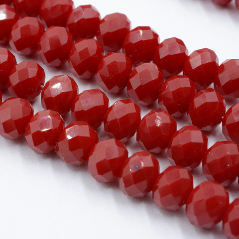 Vente de perles en porcelaine rouge foncé, 4mm 6mm 8mm, cristal d'autriche, perles en verre, perle d'espacement ample pour la fabrication de bijoux de bricolage ► Photo 1/6