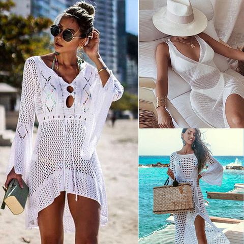 Nouveau Sexy couvrir Bikini femmes maillot de bain couverture plage maillot de bain plage porter tricot maillots de bain maille plage Robe tunique Robe ► Photo 1/6