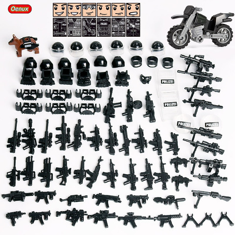 Oenux – figurines de Mini soldats de la Police SWAT de la ville, bloc de construction militaire, armée des forces spéciales avec armes, jouet en brique pour enfant ► Photo 1/6