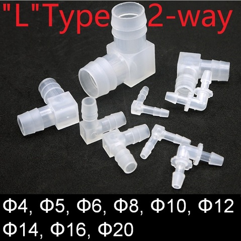 Dia 4mm ~ 20mm connecteur d'eau PP qualité alimentaire L Type 90 degrés coude coude 2 voies séparateur tuyau tuyau tuyau Joint adaptateur tête conique ► Photo 1/3