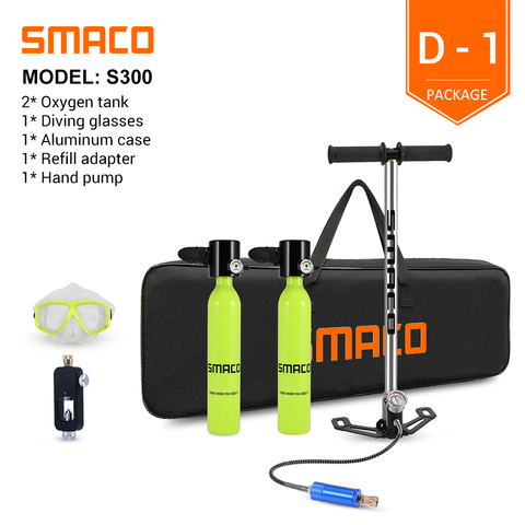 SMACO Mini équipement de réservoir de plongée sous-marine, cylindre de plongée avec capacité de 8 Minutes, capacité de 0.5 litres avec Design rechargeable ► Photo 1/4