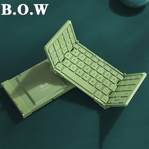 B.O.W Mini clavier Bluetooth connecté aux tablettes/téléphone iOS Windows système Android soutien taille de poche Style plié ► Photo 1/6