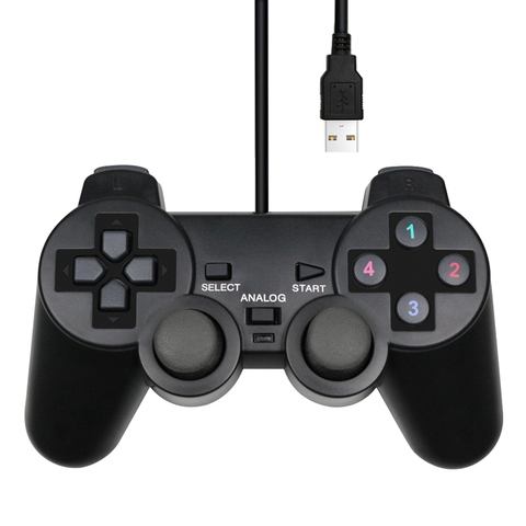 Contrôleur de jeu USB filaire pour WinXP/Win7/8/10 Joypad pour PC Windows ordinateur portable noir manette de jeu ► Photo 1/6