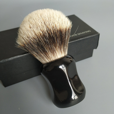 Dscosmetic – brosse à barbe à deux bandes, 26mm, avec manche en résine noire, bonne colonne vertébrale ► Photo 1/6