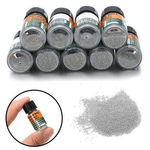 Boules de reballage au plomb BGA, 25000 pièces/bouteille 0.2 0.3 -0.65mm, pour puce IC, accessoires de soudage, boule en étain, Sn63/Pb37 ► Photo 1/6