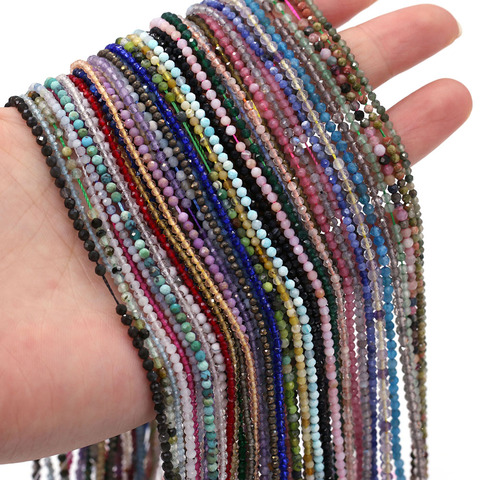 100% perles de pierre naturelle petites perles à facettes pour les femmes fabrication de bijoux collier à faire soi-même Bracelet accessoires 2-3mm 16 pouces ► Photo 1/6