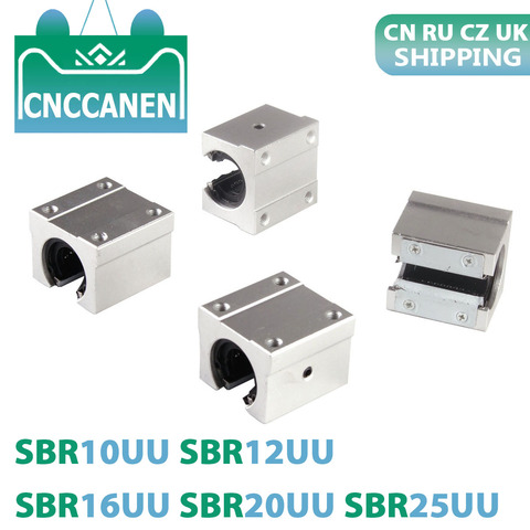 Bloc de roulement à billes linéaire SBR10UU SBR12UU SBR16UU SBR20UU, 12mm 16mm 20mm pour routeur CNC SBR Rail de guidage linéaire, 4 pièces/lot ► Photo 1/6