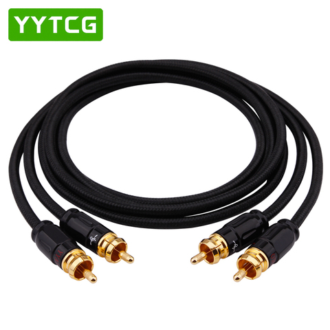 YYTCG – câble d'interconnexion hi-fi RCA plaqué argent G2S 6N OFC 2RCA à Signature haut de gamme, avec RCA plaqué or ► Photo 1/6