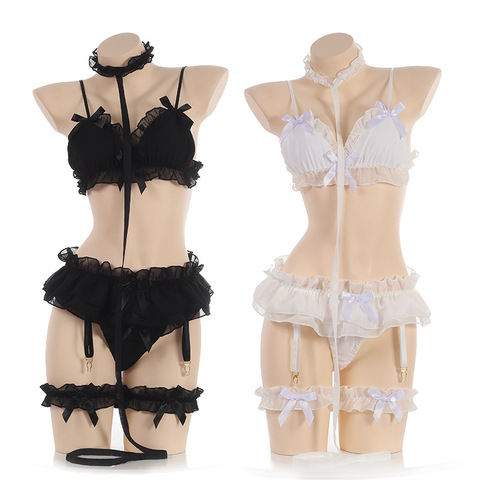 Femmes japonaises sexe ensemble de Lingerie Bdsm vêtements dentelle à volants sexe sous-vêtements Kawaii Costume jarretière femme de chambre Transparent exotique vêtements de nuit ► Photo 1/6