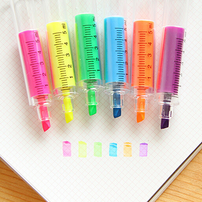 Fournitures scolaires de bureau seringue surligneur Fluorescent stylo marqueur stylo Luminescent papeterie ► Photo 1/6