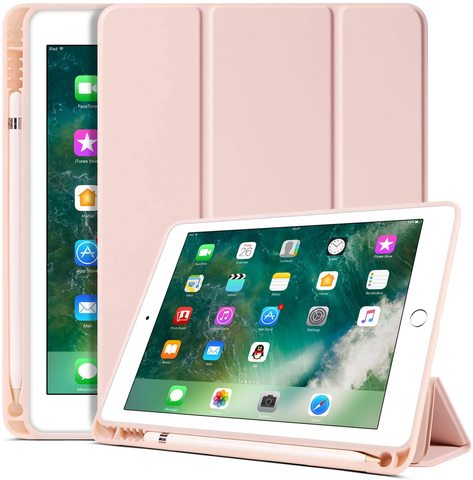 Pour iPad Air 2 Air 4 10.9 3 étui intelligent pour nouvel Ipad 10.2 2022 Pro 10.5 9.7 Mini 5 4 avec porte-crayon coque arrière en silicone ► Photo 1/6