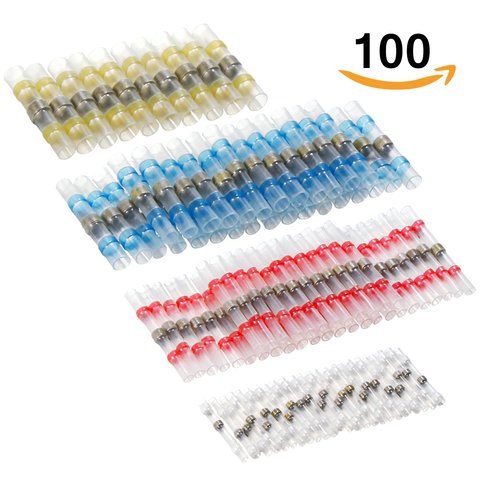 100 pièces/50pcs thermorétractable connecter bornes fil isolé bout à bout connecteurs étanche soudure manchon Tube sertissage bornes avec boîte ► Photo 1/5