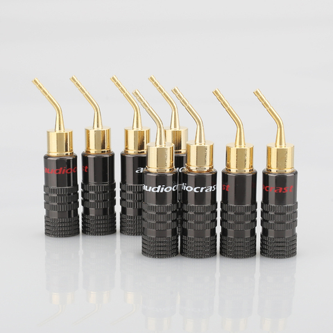 8 pièces Audiocrast 2mm fiche banane plaqué or haut-parleur câble broche ange fil vis verrouillage connecteur pour musique HiFi Audio ► Photo 1/6