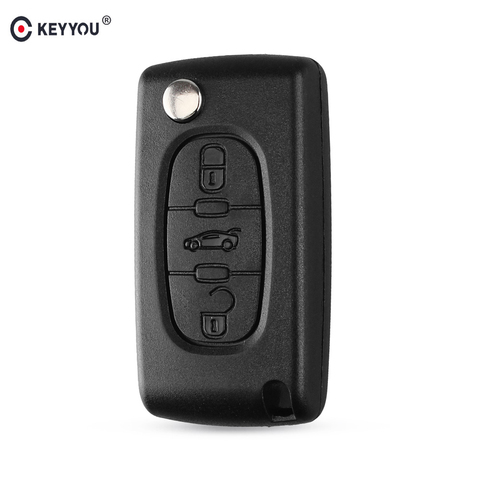 KEYYOU – coque de clé télécommande pliable à 3 boutons, étui pour clé de voiture pour Peugeot 307 308 407 607 CE0536 sans rainure ► Photo 1/6