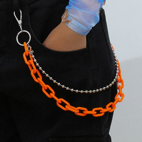 2 couches Rock Punk crochet Hip-hop pantalon chaîne taille ceinture acrylique bonbons couleur métal chaîne ceintures pour femmes pantalon accessoires ► Photo 1/6