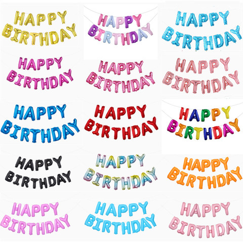 13 pièces joyeux Anniversaire décoration Ballons Rose or lettre feuille Ballons fête d'anniversaire décorations Globos Balony Anniversaire ► Photo 1/5
