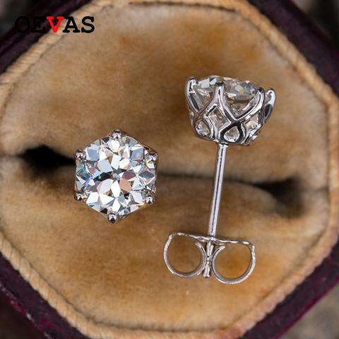 OEVAS Real 0.5-1 Carat D couleur Moissanite boucles d'oreilles pour femmes de haute qualité 100% 925 en argent Sterling étincelant bijoux de mariage ► Photo 1/6