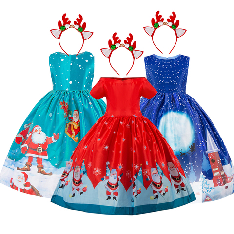 Enfant filles Costume de noël Santa vêtements 4-10 ans fille robe enfants filles Cosplay vêtements robe enfants noël fête neige Costume ► Photo 1/6