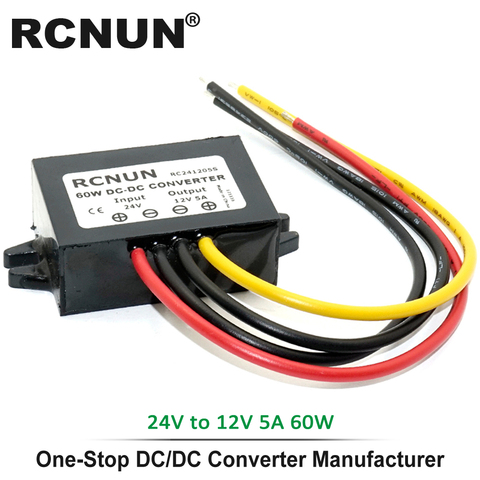 Convertisseur de tension 24V à 12V 5a, abaisseur DC 24V-12V 60W, Module RCNUN CE RoHS, alimentation électrique de voiture ► Photo 1/1