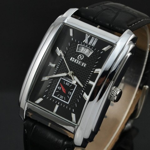 2022 mode Rectangle mécanique montres hommes Auto Date automatique Auto-vent montres petites secondes montre Goer Reloj Hombre ► Photo 1/6