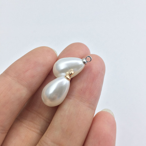 Eruifa 20 pièces 16*10mm crème larme perles en plastique pendentif à breloques bijoux bricolage boucle d'oreille collier ► Photo 1/6