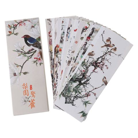 30 pièces/ensemble fleurs oiseaux signets Style chinois papier Page Notes étiquette Message carte livre marqueur fournitures scolaires papeterie ► Photo 1/6