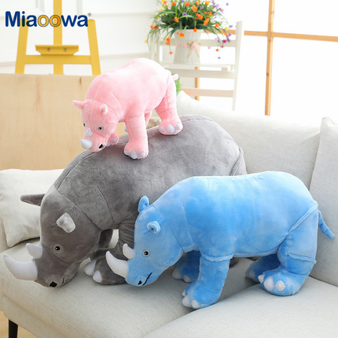 40/60/80cm géant en peluche rhinocéros jouets réaliste Animal en peluche oreiller Zoo poupées bébé coussin enfants apaiser jouet fille cadeau d'anniversaire ► Photo 1/6