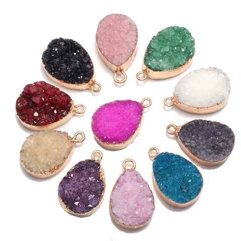 Pendentifs en pierre naturelle Druzy Agats pendentifs en forme de goutte d'eau pour la fabrication de bijoux collier à faire soi-même taille 16x25mm ► Photo 1/6