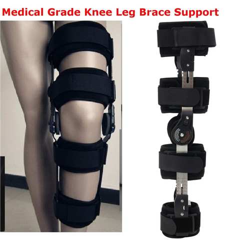 Noir/gris Grade médical 0-120 degrés réglable articulé genou jambe orthèse soutien protéger genou cheville orthèse Ligament dommages réparation ► Photo 1/6