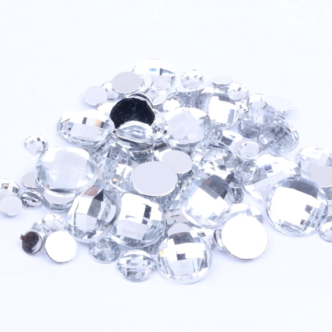 Strass de terre rond en cristal, 4-25mm, en acrylique, à dos plat, artisanat, bricolage, pierres à ongles brillantes ► Photo 1/6