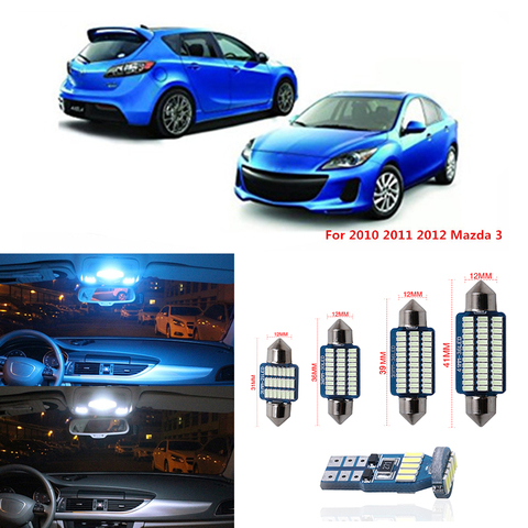 9 pièces Canbus T10 voiture lumière LED ampoules Kit intérieur pour 2010 2011 2012 Mazda 3 berline ou hayon carte dôme plaque d'immatriculation lampe 12V ► Photo 1/6