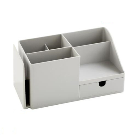 Boîte de rangement plastique ABS multi-fonctions, organisateur de bureau pour stylos, papeterie, cosmétiques support de télécommande pour téléphone portable ► Photo 1/6