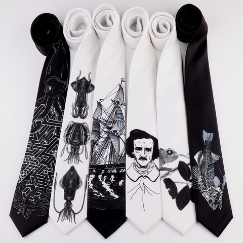 Cravate design Original amusant pour homme et femme, 7CM, style rétro décontracté, avec impression de croquis, pour étudiants, livraison gratuite ► Photo 1/5