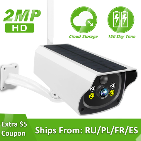 1080P sans fil solaire WiFi caméra extérieure charge batterie sécurité IP caméra PIR détection de mouvement humain balle CCTV Surveillance ► Photo 1/6