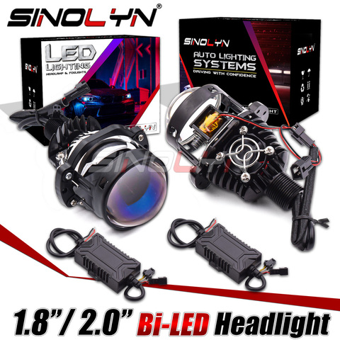 Sinolyn Bi phare LED projecteur de lentille pour H1/H4/H7/H11/H13/9004/9005/9006/9007 LED voiture moto Mini 1.8 2.0 pouces Kit LED ► Photo 1/6