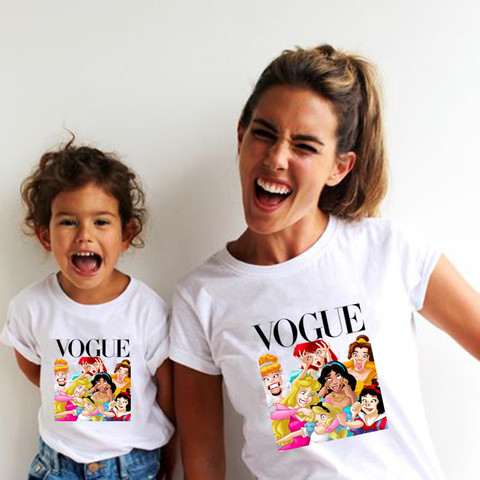 T-shirts assortis pour mère et fille, vêtements de famille à la mode, style Punk, en VOGUE, princesse, hauts pour maman et enfant ► Photo 1/6