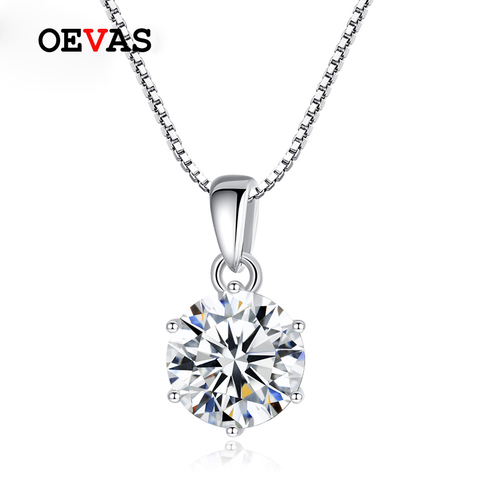 OEVAS – collier avec pendentif en Moissanite pour femmes, 1 Carat, en argent Sterling 100% 925 de qualité supérieure, bijoux fins pour fête de mariage ► Photo 1/6