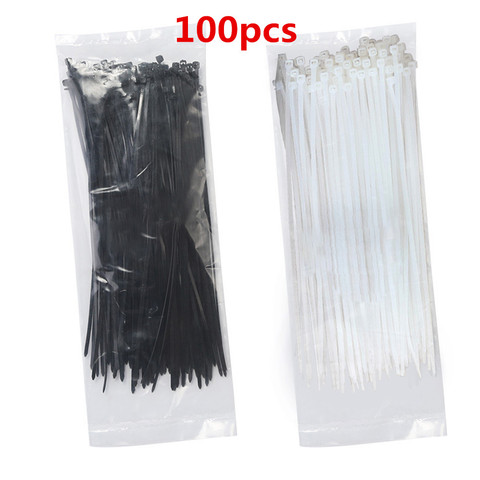 100 pièces auto-bloquant en plastique Nylon cravate anneau de fixation câble fil fermeture éclair cravates ensemble pour famille en plein air Camping accessoires ► Photo 1/6