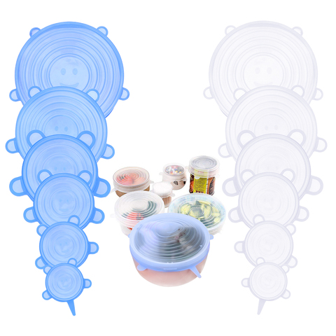 6 pièces/ensemble scellé Silicone Film alimentaire frais couverture enveloppe cuisine étirement frais garder conteneur couvercle emballage outil cuisine outil ► Photo 1/6