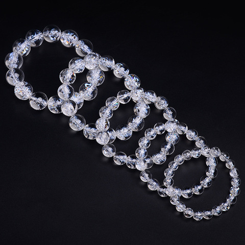 Bracelet en cristal d'himalaya naturel, pour femmes et hommes, Bracelet en cristal blanc, puissant, perles rondes, bijoux, 10 à 16mm, AAAAA ► Photo 1/6