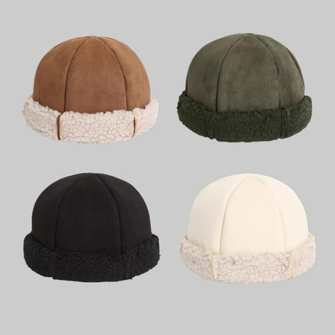 Bonnet d'hiver en peluche pour homme, casquette de randonnée, élégant, à visière, de rue, tendance, Hip Hop, sans bord ► Photo 1/6