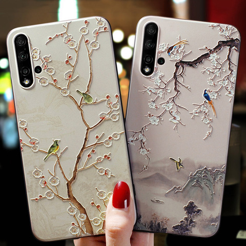 3D Fleur En Relief Pour Huawei P30 P20 P40 Lite Honneur 20 Pro 9 Lite 8X 10i 10 7A 7C 7X P smart Z 2022 Nova 5T Y9S Y6S D'art Cas ► Photo 1/5