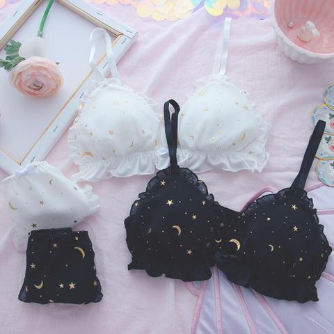 Soutien-gorge Sexy en dentelle pour filles, motif lune, étoile, cœur étoilé japonais, joli soutien-gorge en métal doux, pour étudiantes, sous-vêtements costume ► Photo 1/6