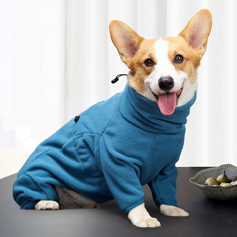 Polaire chien vêtements hiver épais chaud chien manteau pour petit moyen grand chiens réglable sweat à capuche homme/femme salopette pour Corgi ► Photo 1/6