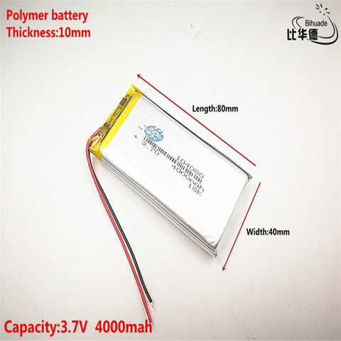 Bonne qualité litre batterie d'énergie 3.7 V, 4000mAH 104080 polymère lithium ion/Li-ion batterie pour tablette pc banque, GPS, mp3, mp4 ► Photo 1/4